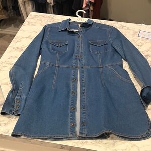 Free People Blue Denim Shirt Dress